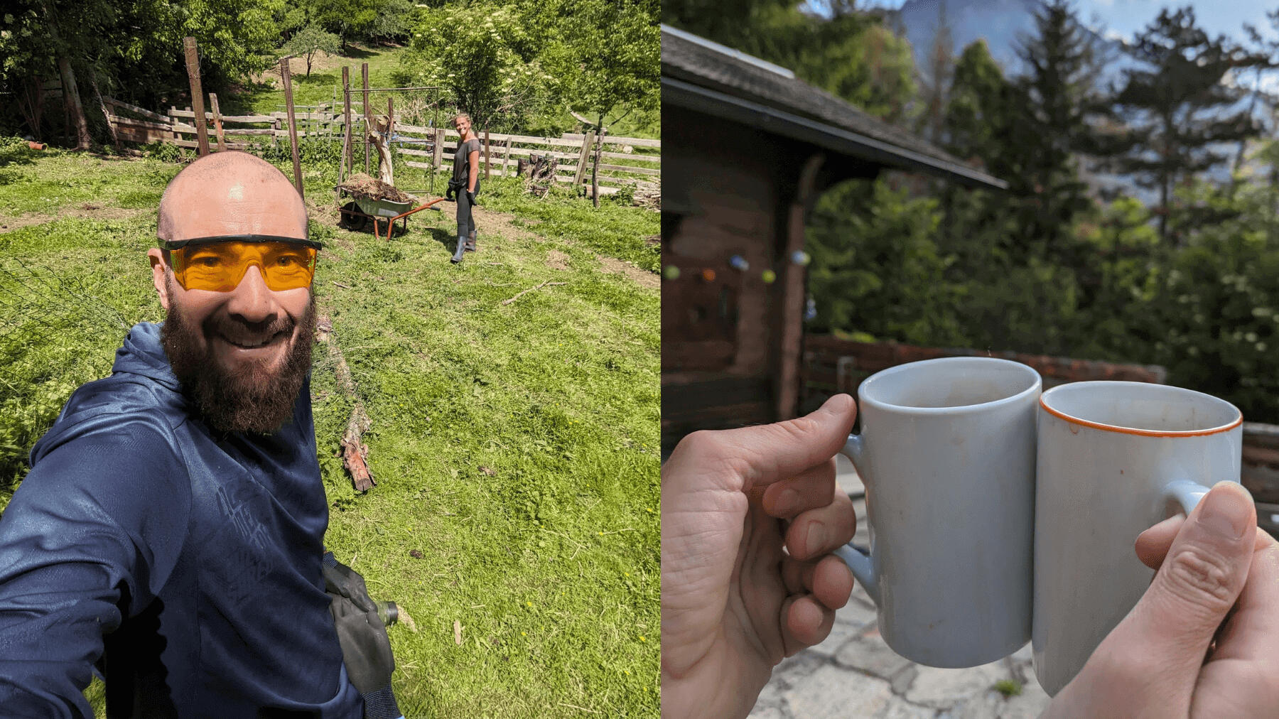 Two gardeners in Machynlleth, Wales