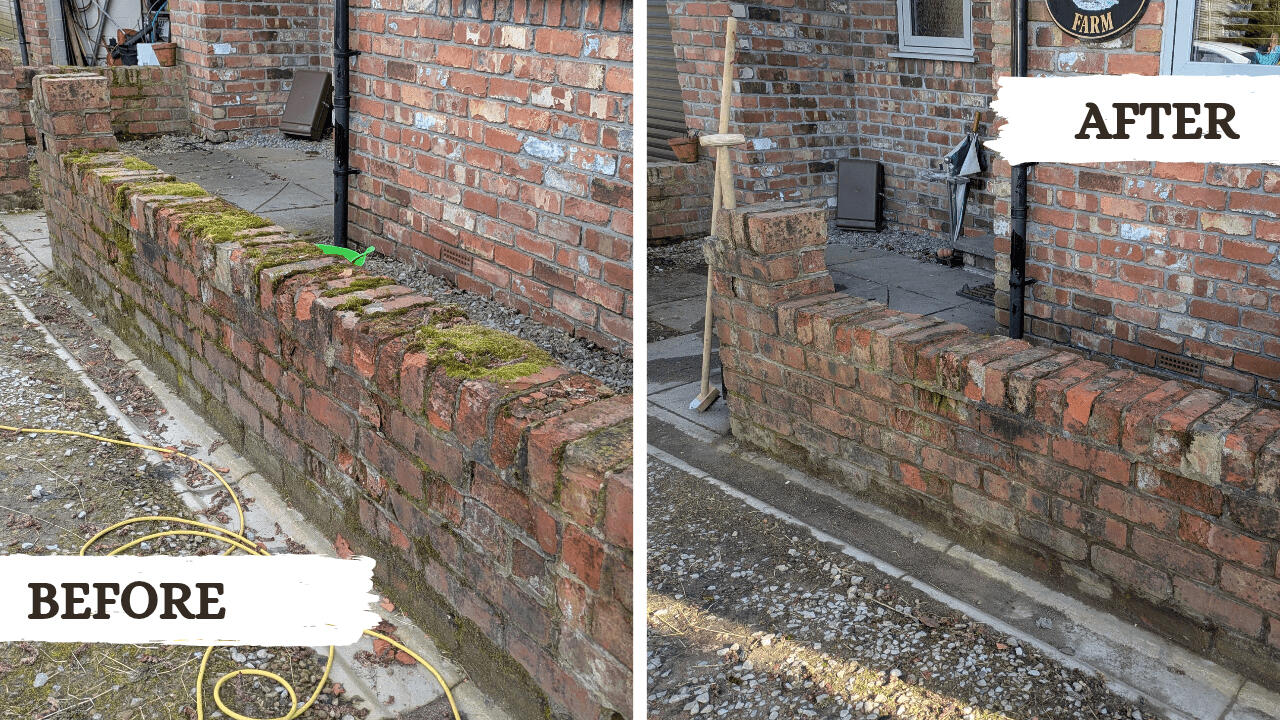 Before and after picture from a garden tidy project